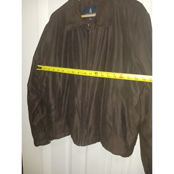 London Fog Men's Brown suede like jacket Quilt Lined Zipper Works Size‎ Large - Picture 14 of 15